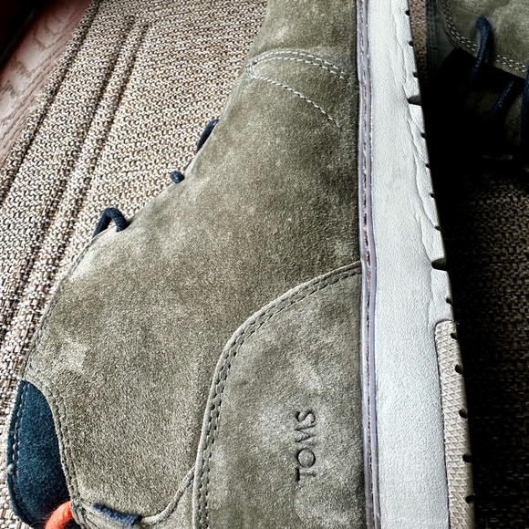 TOMS Navi Mens Green Nubuck Lace Up Chukka Boots - Size 11.5M Olive Green - Picture 12 of 16
